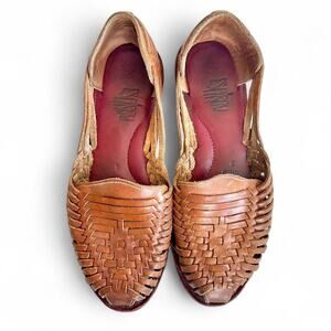 90s Leather Brown Huarache Flats – Cottagecore Vintage US 8